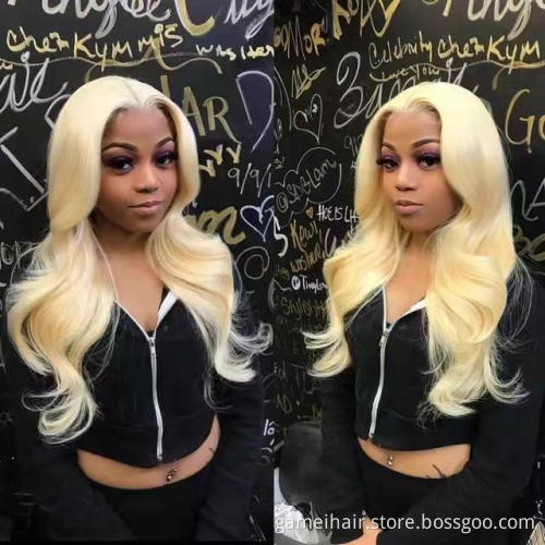raw virgin cuticle aligned brazilian frontal human hair 613 blonde transparent lace front wig with baby hair for black women